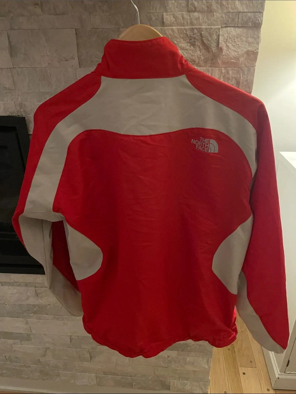 The North Face Red and White Windbreaker Jacket
